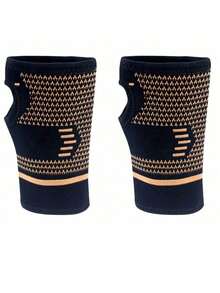 1 Pair Wrist Palm Support Gloves, Premium Nylon Hand Protection Gloves, Black With Gold Decoration, Adjustable Size, Suitable For Basketball, Tennis, Typing, Housework - Wrist Support Gloves - View 9