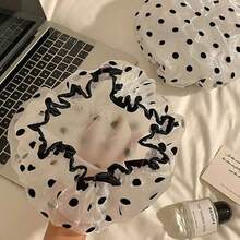 Double Layer Waterproof Shower Cap For Women, Reusable Full Head Bath Cap, Oil And Smoke Resistant Durable Head Cover - View 2