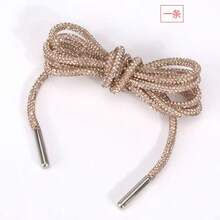 1pc INS Fashion Super Shiny Soft Tube Rhinestone Shoelaces For White Sneakers, Versatile Sparkling Rhinestone DIY Shoelaces, Full Rhinestone Hoodie Drawstring - Champagne - View 1