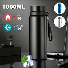 1L Large Capacity Insulated Tumbler, Stainless Steel Material, Suitable For Hot And Cold Drinks - Perfect For Outdoor, Office And Home Use, Vacuum Insulated Cup, Back To School Essential - Multicolor - View 1