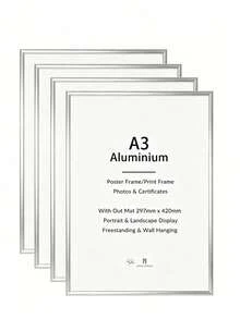 Mosearon 1pc/2pcs/3pcs/4pcs A3 Photo Frame, Classic Silver Rectangular 30x40cm Picture Frame, A4 Photo Frame, Poster Frame, No Mat, Suitable As Vacation Gift For Friends And Family, Can Be Hung Horizontally Or Vertically - Silver - View 22
