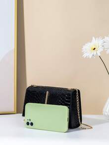 Tassel Pendant Decor Crossbody Bag - Black - View 3