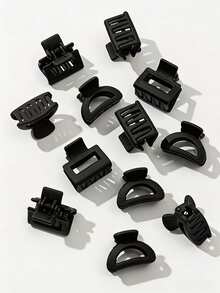1/10/20pcs Matte Black Mini Hair Clips, Curved & Square Dual Shape Design, Strong Non-Slip Grip, Suitable For Bangs And Loose Hair, Daily Commute, Office Work And Sports Hairstyle Decoration - A - View 8