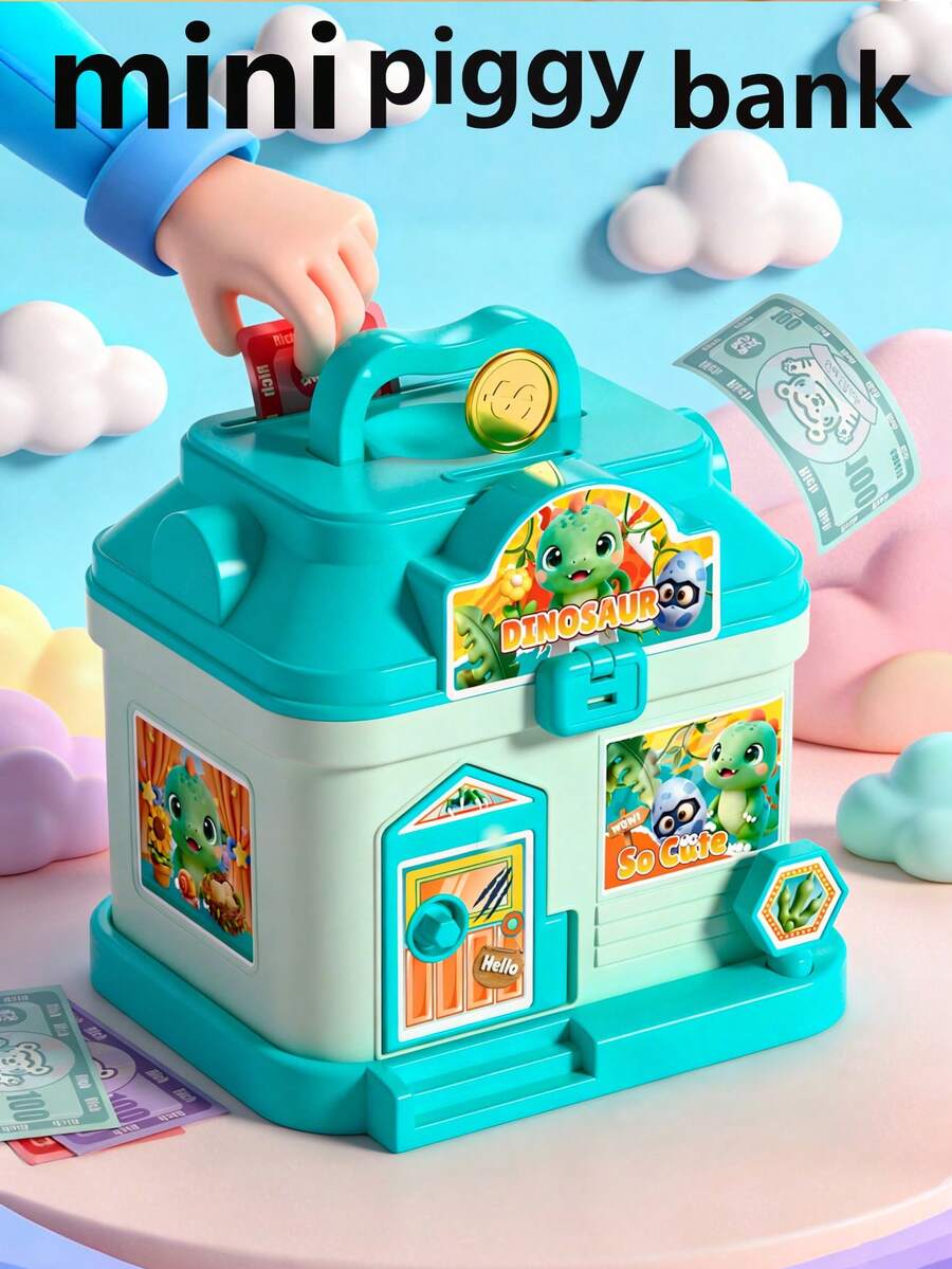 Kids Birthday Gift Toy, Password - Realistic Kids ATM Coin Bank, Cartoon Password Smart Piggy Bank, Creative Coin Password Saving Box - Multicolor - View 1