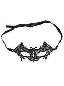 Set 1/3 buah Topi Penyihir Halloween, Sarung Tangan Renda, Topeng Mata Kelelawar, Cocok untuk Cosplay, Pesta Kostum, dan Pesta. - Hitam - View 14