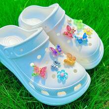 10pcs/Set Bunga & Kupu-kupu 3D dari Resin Dekoratif, Cocok untuk Sandal - Berwarna merah muda - View 3