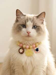 1PC Cute Kawaii Food Pendant Pet Collar, Adjustable 3-Layer Braided Rope Cat Dog Necklace With Colorful Beads And Safety Buckle, Dessert Donut Pizza Cheese Charm Collar For Cats Small Dogs Puppy Kitten - Yellow - View 7