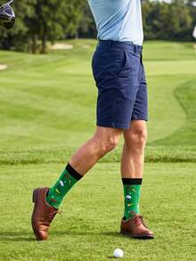 2 Pairs Men's Golf Fashion Fun Theme Mid-Calf Socks, Business Casual Sports Daily Versatile, Suitable For Daily Wear, Sports, Gifts - Multicolor - View 5