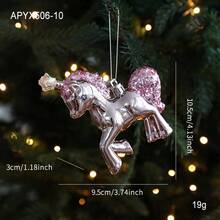 Christmas Tree Hanging Decorations, Pink Cute Plastic Ornaments, Snowflake Shell Unicorn Ice Cream Shapes, 3D Christmas Tree Window Decor - Multicolor - View 22