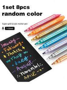 Hard Tip Metal Colorful Marker Set, Multi-Color Marking Pens, English Packaging, DIY Black Card Photo Album, Graffiti Markers, Clothing Marking Pens Waterproof And Washable - A - View 11