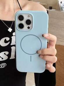 奢華螢光液態矽膠手機殼，適用於 iPhone 18 Pro Max 17 Air 16 15 14 13 12 17 Pro Max Plus，磁吸軟殼 - 淺藍色 - 查看 4