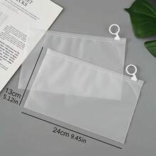 Simple Modern Simple Practical Storage Bag, Multi-Functional Matte Storage Pouch With Pull Ring, Transparent Pen Case And File Holder, Stationery Office Supplies - Matte - View 2