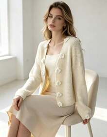 Women Cardigans - Apricot - View 5