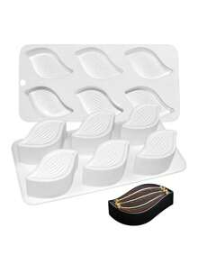 6-Cavity Wavy Leaf Mousse Cake Mold, Leaf Chocolate Silicone Mold, DIY Baking Tool - Multicolor - View 6