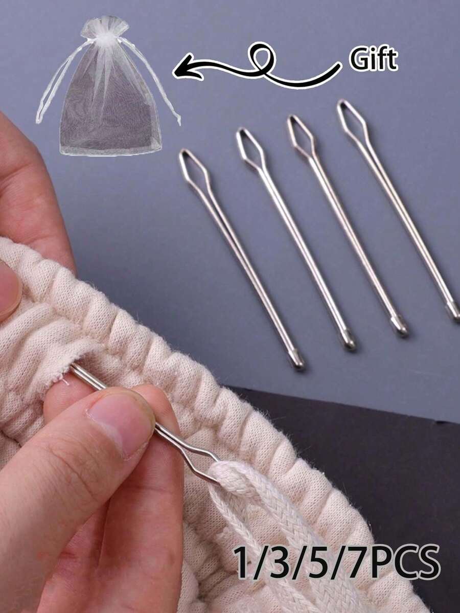 1/3/5/7pc Closed End Elastic Rope Threading, Device Trouser Belt Lead Device Sewing Tool, Forceps Auxiliary Tools Elastic Band Clamp, Strap Threader Pull Through Sewing, Threading Tool For Sewing, Sewing Aid, Easy Grip, Compact Tool - Multicolor - View 1