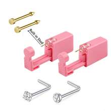 Nose Piercing Kit, 2 Packs Nose Piercing Gun With Built In Nose Ring, Replaceable 2 Pcs Nose Stud,For Self Nose Piercing - Pink - View 16