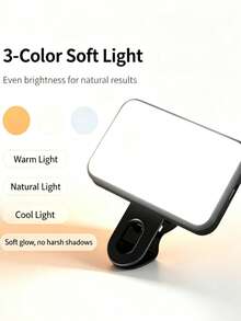 1pc Mini Clip-On LED Selfie Fill Light, 3 Color Modes And Adjustable Brightness, Portable Lighting For Phone, Laptop, Camera, Suitable For Selfie, Video Call, Vlog, Set Available, Accessories Sold Separately - Multiple Styles - View 2