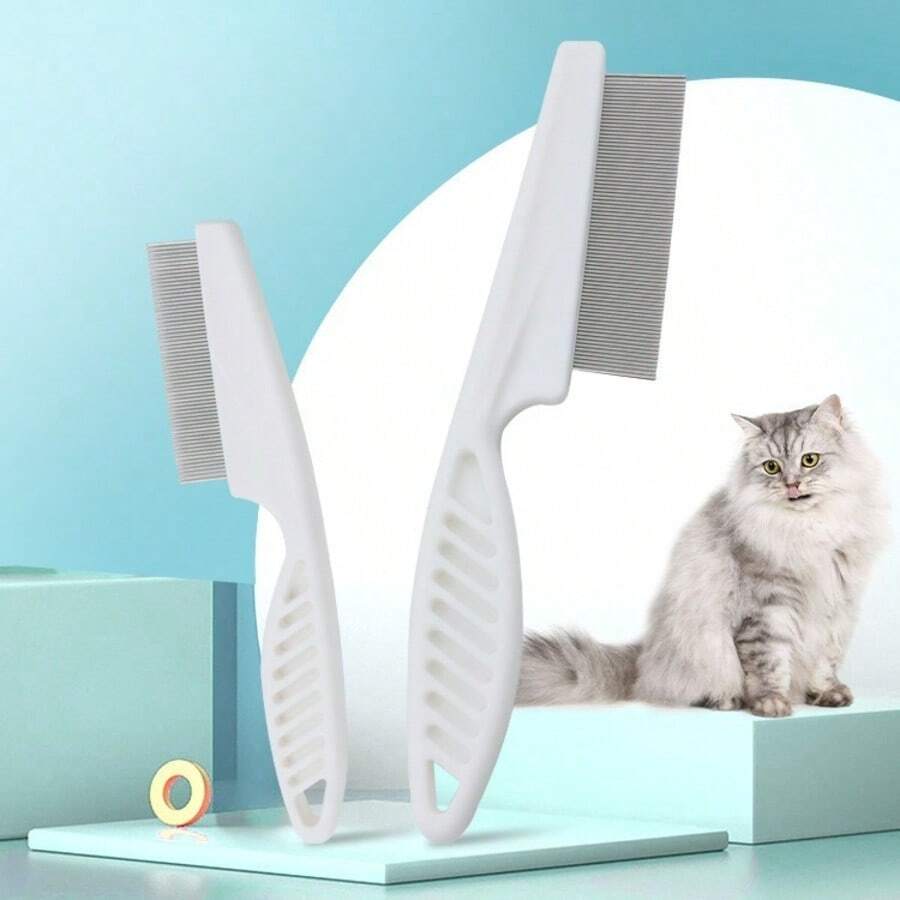 1/2pcs Pet Comb, Cat Flea Comb, Plastic Fine Tooth Comb, Hair Grooming And De-Shedding Comb, Dog Flea Comb - Multicolor - View 1