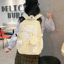Cream Style Backpack For Students With High Appearance Simple And Cute Design Large Capacity Backpack Lightweight And Painful Ba - Multicolor - View 5