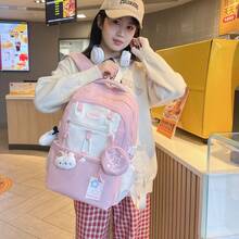 Cream Style Backpack For Students With High Appearance Simple And Cute Design Large Capacity Backpack Lightweight And Painful Ba - Multicolor - View 3