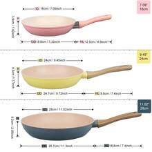 ABKOK Wajan Anti Lengket, Warna Macaron, Peralatan Masak Aluminium, Ukuran 7,09 x 9,45 x 11,02 Inci, Satu Wajan dan Set 3 Buah untuk Memasak di Kompor dan Dapur Rumah Tangga - View 2