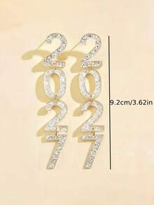 1 Pair Digital Earrings Female 2027 Long Earrings, New Year Earrings - Multicolor - View 2