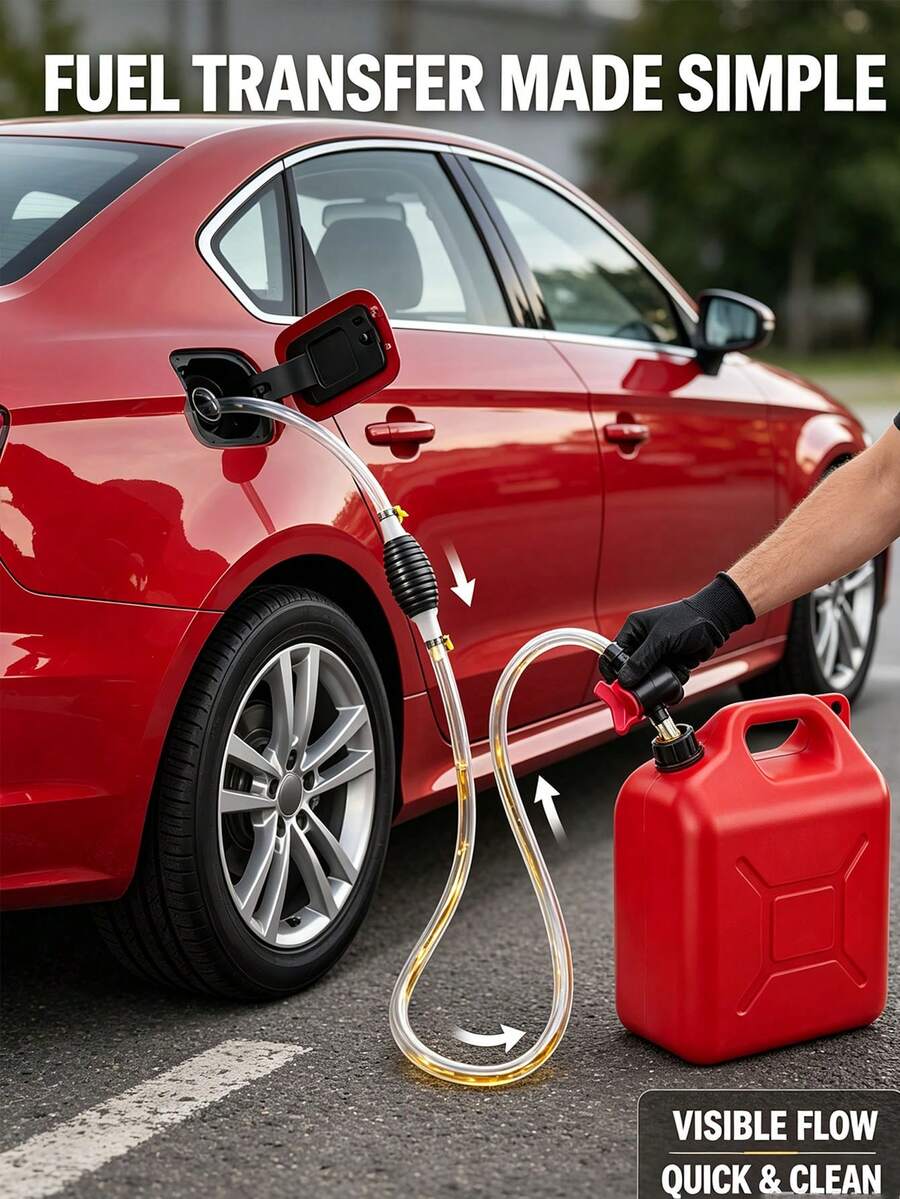 Manual Gas Siphon Hose With Pump Ball, Fuel Transfer Tube, Car Liquid Transfer Hose, Water/Oil Suction Pump, Convenient Manual Siphon Pump, Suitable For Car Fuel Tank, Lawn Mower, Motorcycle And Workshop Use - Multi-color - View 1