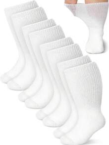 4 Pairs Unisex Loose Non-Binding Socks, Loose Fit, Suitable For Swollen Feet | Plus Size Extra Long Comfortable Sensitive Foot Socks, Elderly Socks, Obese People Socks, No Binding Feeling - View 7