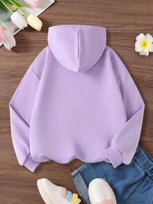 2pcs Hoodie Set, Printed With Number 67 And Bow Pattern, Paired With Simple Casual Wide Leg Pants, Comfortable Autumn/Winter New Outfit - Mauve Purple - View 5