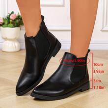 Women's Fashion Pointed Toe Plus Size Black Chelsea Boots Slip-On Comfortable Spring Autumn Ankle Boots And Short Boots - Black - View 8
