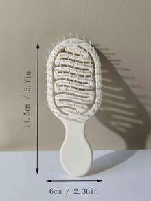 1pc Mini Pink & White Hollow Design Comb, Wet & Dry Use Portable Comb, Essential Travel Accessory For Women In Summer - Beige - View 7