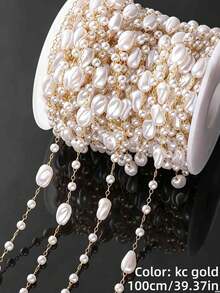 [Jewelry Making Accessories]100cm/39.37in Faux Pearl Chain, Suitable For Handmade Necklace, Bracelet, Pendant Making, Jewelry DIY Pearl Chain Making Accessories Wholesale - Multicolor - View 12