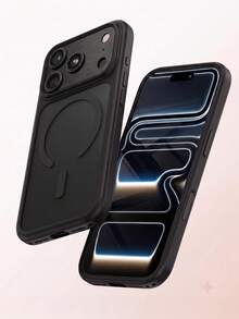 1pc Premium Skin-Friendly Matte Translucent Magnetic Phone Case, Compatible With IPhone 18 17 Pro Max 16 15 14 13 12 11 Pro, Supports Wireless Charging Transparent Shockproof Protective Case - Black - View 3