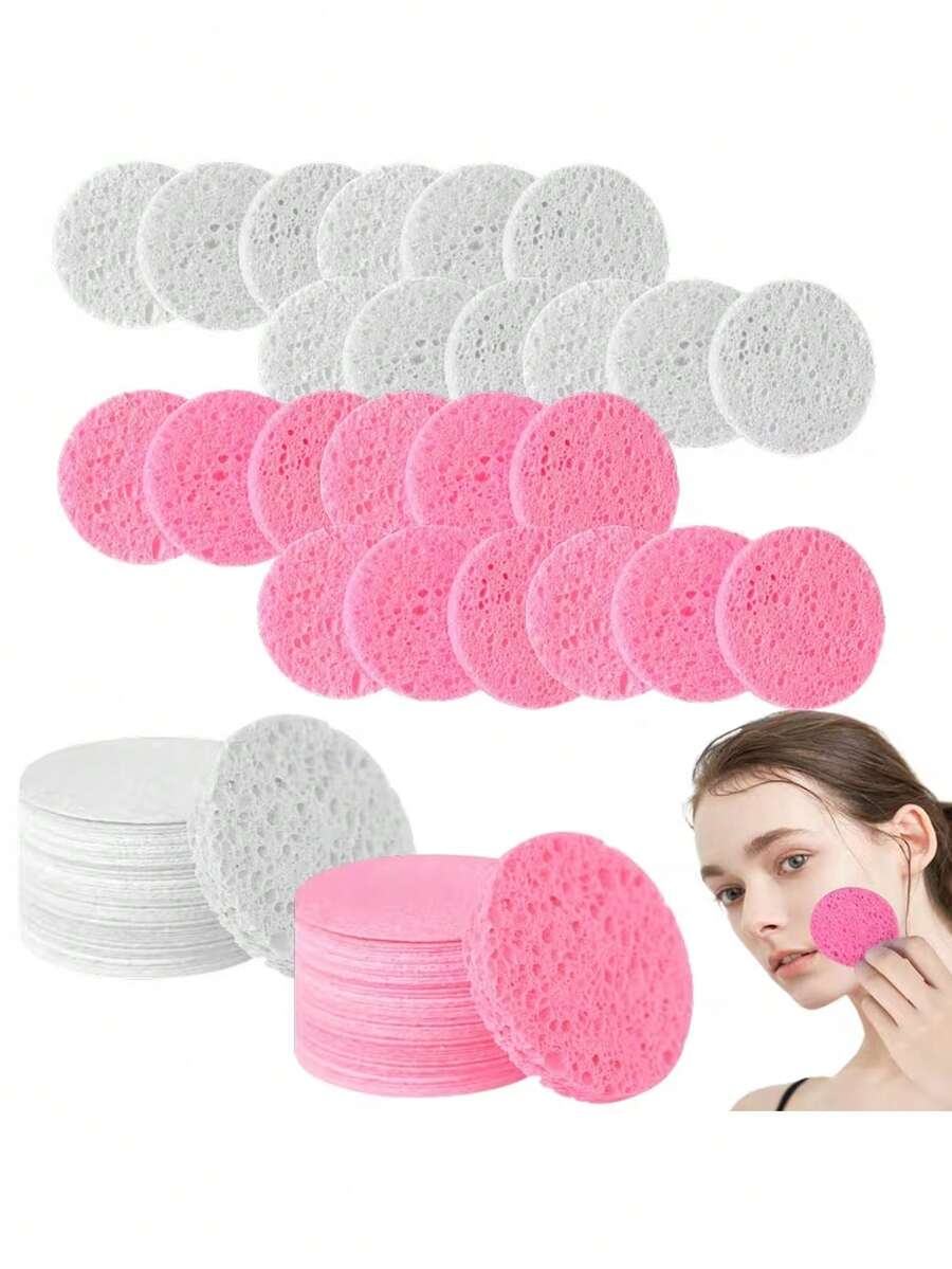 20/10/1pc Compressed Round Facial Cleansing Pads, Wood Pulp Material, Reusable Exfoliating Facial Wipes, Suitable For Home Or Travel, Summer Facial Towels (6cm/2.36in)