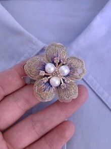 1件/2件裝 優雅布藝刺繡花卉鈕扣蓋，免縫襯衫鈕扣蓋，裝飾鈕扣，時尚水晶袖扣 - 橄欖綠 - 查看 4