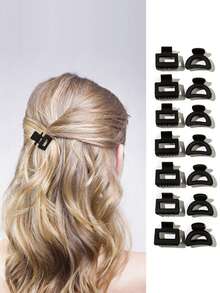 1/10/20pcs Matte Black Mini Hair Clips, Curved & Square Dual Shape Design, Strong Non-Slip Grip, Suitable For Bangs And Loose Hair, Daily Commute, Office Work And Sports Hairstyle Decoration - A - View 1