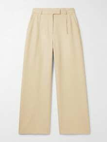 High Waist Pleated Wide Leg Suit Pants, Elegant Solid Color Straight Leg Trousers, Office Daily Wear - Apricot - View 5