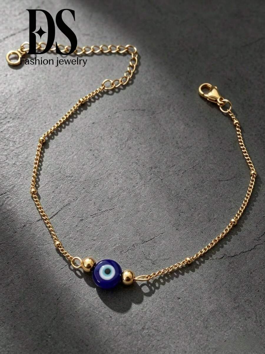 1pc Blue Evil Eye Exquisite Women's Bracelet - Yellow Gold - View 1