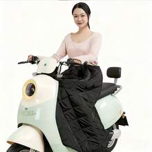 1pc Thermal Lined Motorcycle Leg Wind Guard, Easy To Install, Large Front Pocket, Windproof And Warm (Can Also Be Used As Wheelchair Blanket), Elastic Waistband For Winter Riding, Black, Suitable For Electric Scooters - Multicolor - View 5
