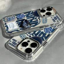 1pc Metal Transparent Personalized Blue Sports Car Collage Pattern Phone Case Compatible With IPhone 16 Pro Max/17/16/15/14 Plus/13/12/11 Protective Shell Air - Multicolor - View 3