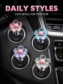 Flower Or Christmas Car Engine Start/Stop Button Cover, Cute Transparent One-Touch Start Button Decorative Cap, Dashboard Center Console Ornament, Women's Car Interior Accessory, Vehicle Decoration And Holiday Gift, 6 Styles Available - Standard - View 11