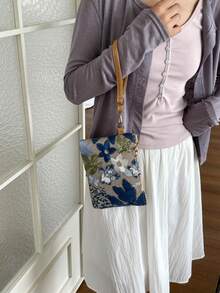 Tas Clutch Fashion Bordir 2026 Gaya Baru Musim Gugur Tas Tangan Wanita Niche Tas Amplop Persegi - Biru - View 9