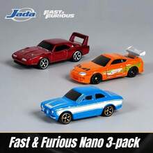 Simba Jada 1:128 Scale Nano 3pcs Miniature Alloy Car Model Set, Dom's Dodge Challenger, Brian's Supra, Ford Escort, Collectible Toy For Car Enthusiasts - Multicolor - View 2