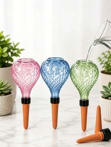 1/2pcs Water Drop Shaped Automatic Watering Ball, Automatic Watering Spike, Suitable For Indoor Potted Plants, Cute Transparent Green Plant Watering Assistant, Suitable For Home, Office And Vacation Garden Care - Multicolor - View 6