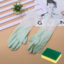 Thickened Latex Kitchen Gloves With Cleaning Sponge, Non-Slip Grip, Ergonomic Design, Durable Material, Suitable For Dishwashing, Cleaning, Kitchen, Bathroom And Living Room - A - View 4