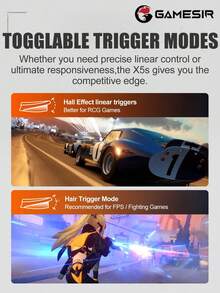 GameSir X5s 無線 Android iOS 手機遊戲控制器，兼容 2 PC 遊戲手柄，霍爾效應搖桿、可切換觸發模式、6 軸陀螺儀、Turbo 功能，絕區零版，面紗白與幻影黑 - ZZZ Edition - 查看 10