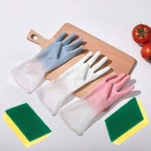 Thickened Latex Kitchen Gloves With Cleaning Sponge, Non-Slip Grip, Ergonomic Design, Durable Material, Suitable For Dishwashing, Cleaning, Kitchen, Bathroom And Living Room - A - View 10