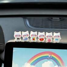 6pcs Creative Cute Cat Bib Car Dashboard Desktop Ornament DIY Car Interior Office Desk Computer Screen Decoration Accessories - Cat Bib - View 1