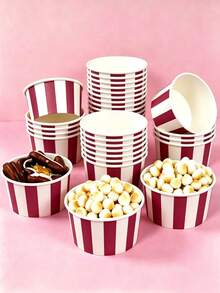 20/10pcs, Classic Vertical Stripe Pattern Striped Ice Cream Cup,Dessert Cup,Snack Cup, Suitable For Cold Drinks,Frozen Yogurt,Ice Cream,Pudding And Snacks,Suitable For Carnival Themed Parties,Retro Celebrations,Weddings,Office Events,Birthday Parties - Multicolor - View 7