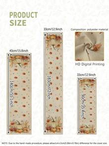 1pc, Autumn New Arrival, Maple Leaf, Pumpkin, Thanksgiving Decor, Multiple Sizes Available, Table Runner, Christmas, Christmas Home Decor, Home Decoration, Tablecloths, Fireplace Cloth, Fireplace Decor, Glass Door Window Decor, Home Decor, Entryway Decor, Dining Table Decor, Room Decor, Bed Runner - Multicolor - View 3